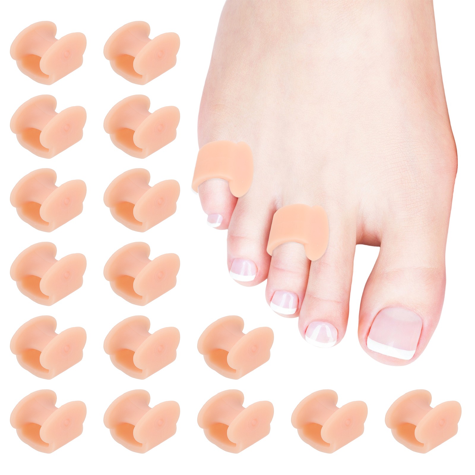 12 Pcs Pinky Toe Spacers Gel Toe Separator for Women & Men Beige