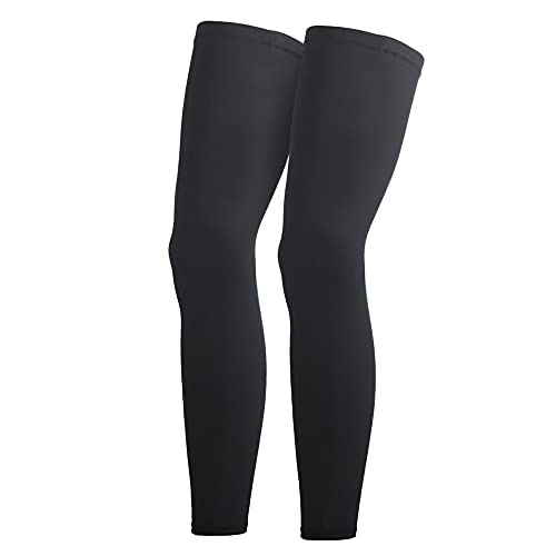 One Pair Compression Full Length Leg Sleeve for Men Women, Medium Black