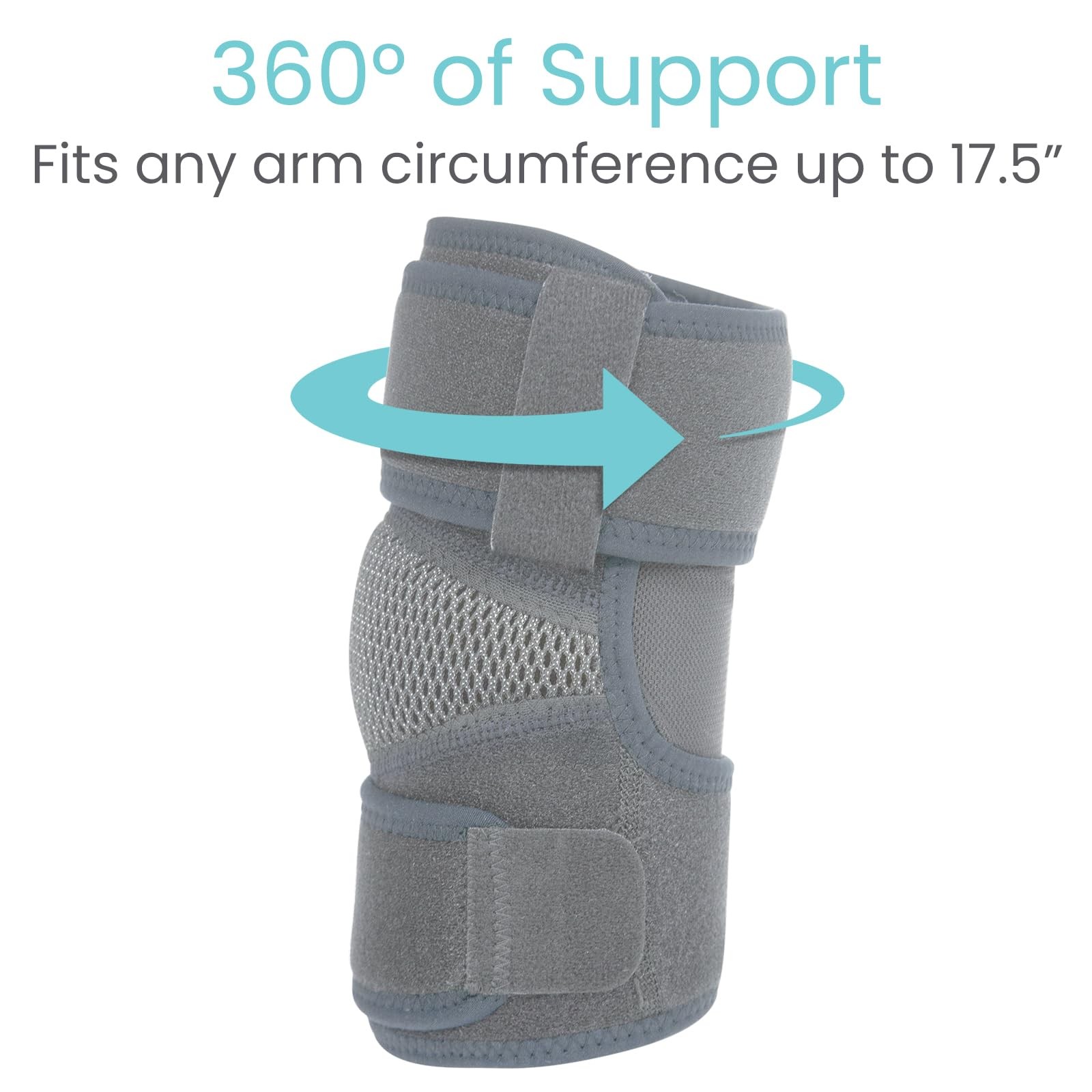 Vive Elbow Brace – Tennis Compression Sleeve – Wrap for Standard, Gray