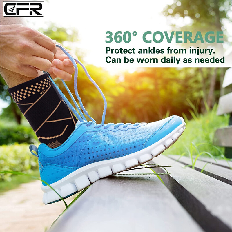 Copper Ankle Brace Support Compression Sleeve Foot Socks Fasciitis Pain Relief