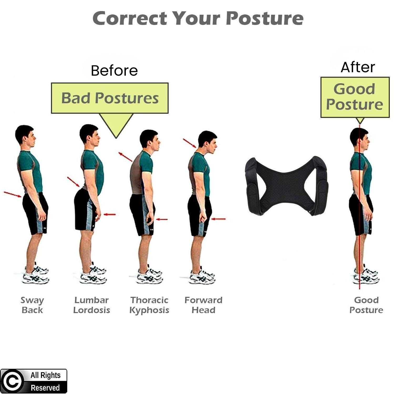 Adjustable Posture Corrector Brace for Men – Universal Fit Upper Back, Shoulder