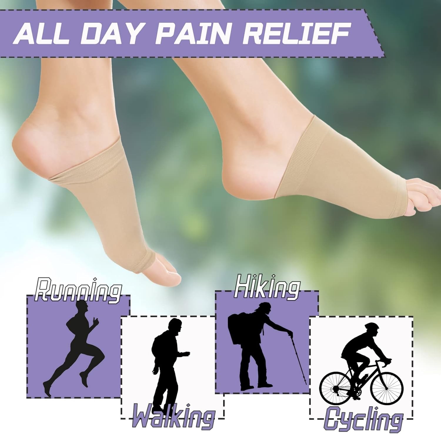 4 Pcs Arch Support Compression Sleeves Flat Foot Gel Pad Metatarsal Brace Relief