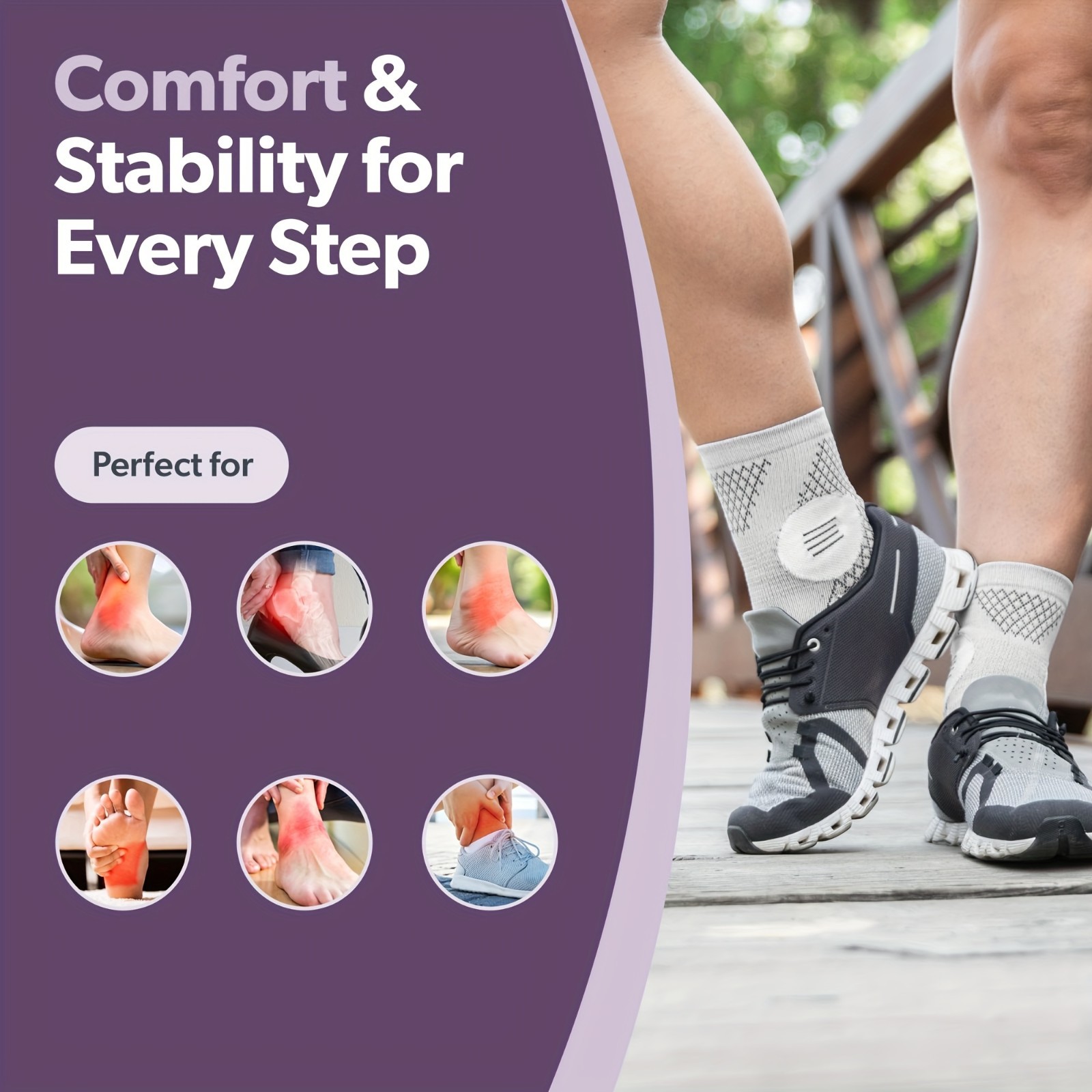 2 Pairs Ankle Brace Compression Sleeve Support Socks Plantar Fasciitis Relief