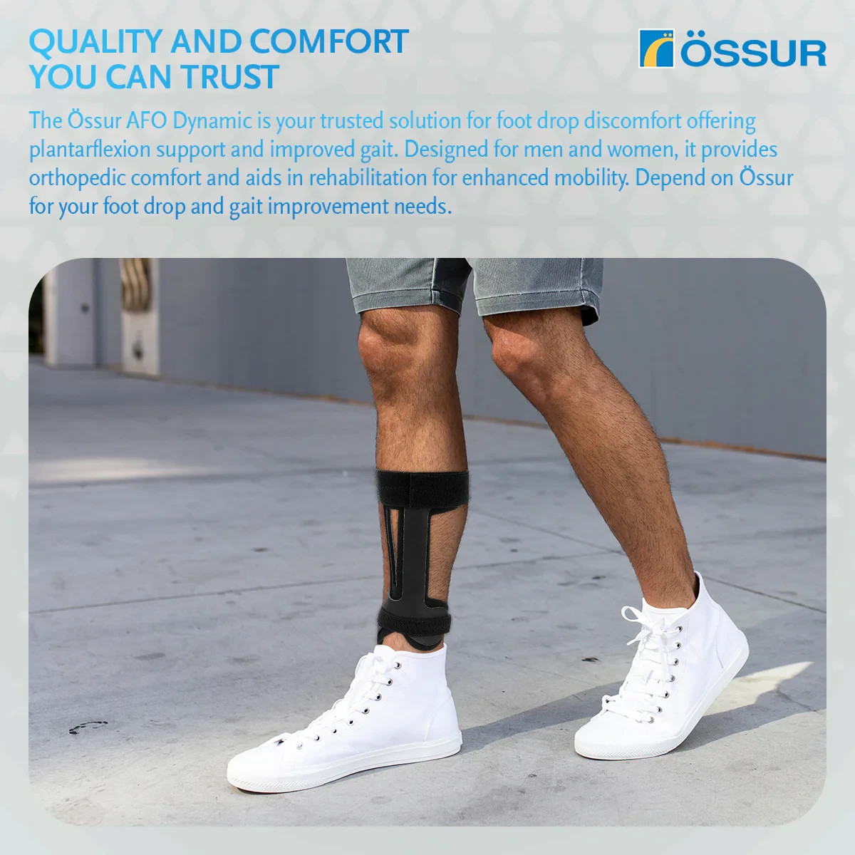 Ossur AFO Dynamic Lightweight Anatomical Shape for Optimal Comfort & Support