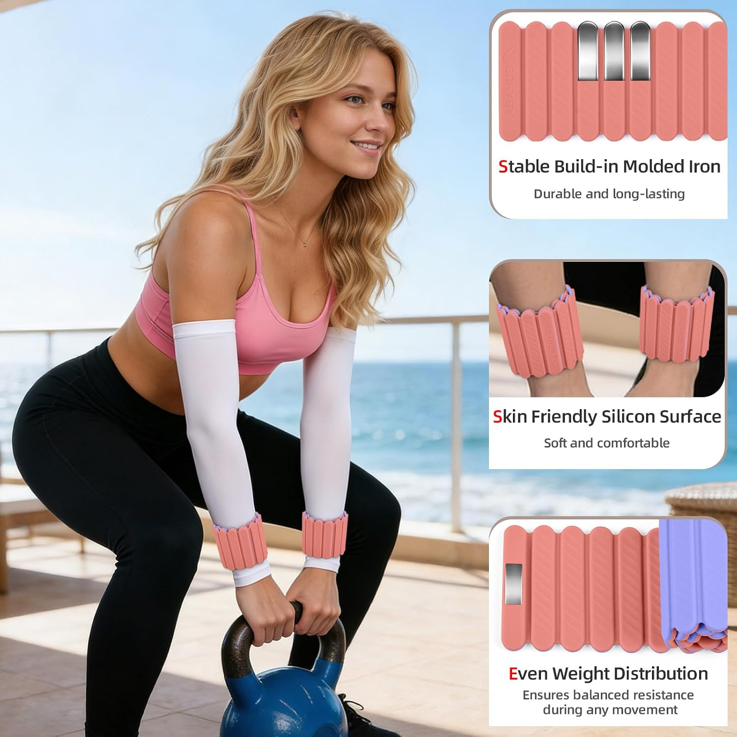 Adjustable Wrist & Ankle Weights 2Pack, Wearable Silicone Weighted Bracelet for