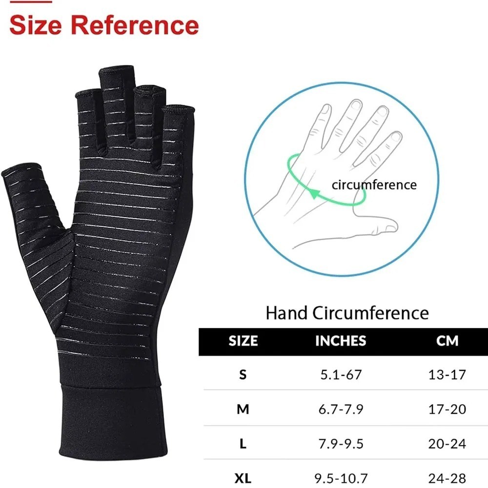 Copper Arthritis Compression Gloves Hand Support Pain Relief Joint Self Care