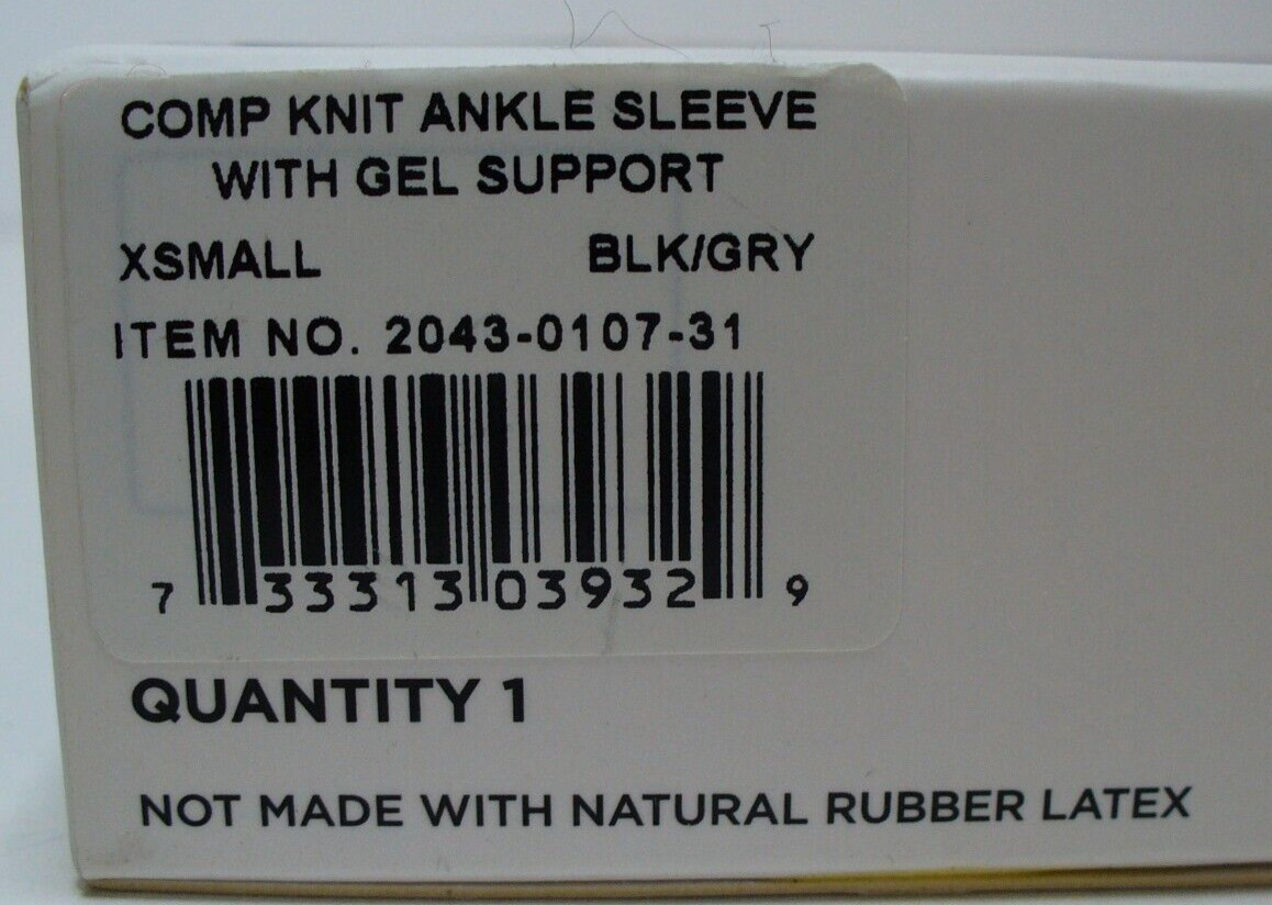 Shock Doctor Compression Knit Ankle Sleeve with Gel Support – Black/Gray XS
