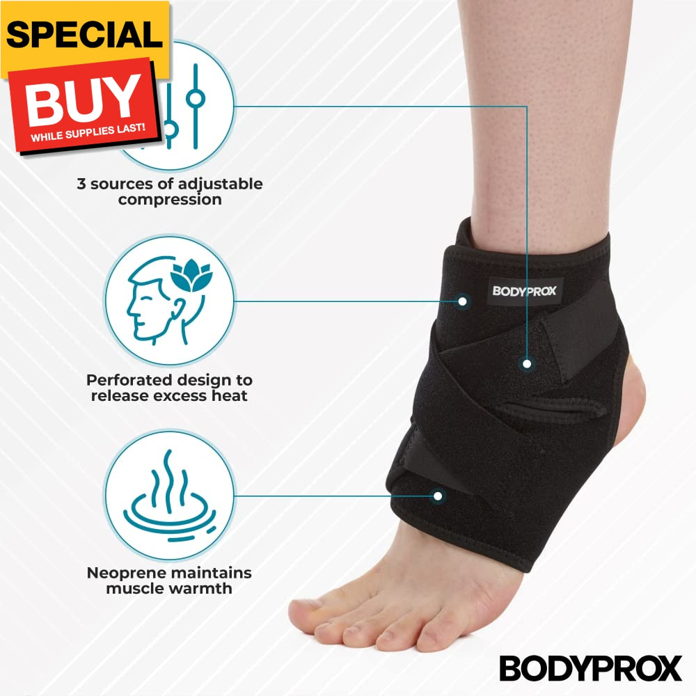 Ankle Support Brace, Breathable Neoprene Sleeve, Adjustable Wrap! (1 Pack)