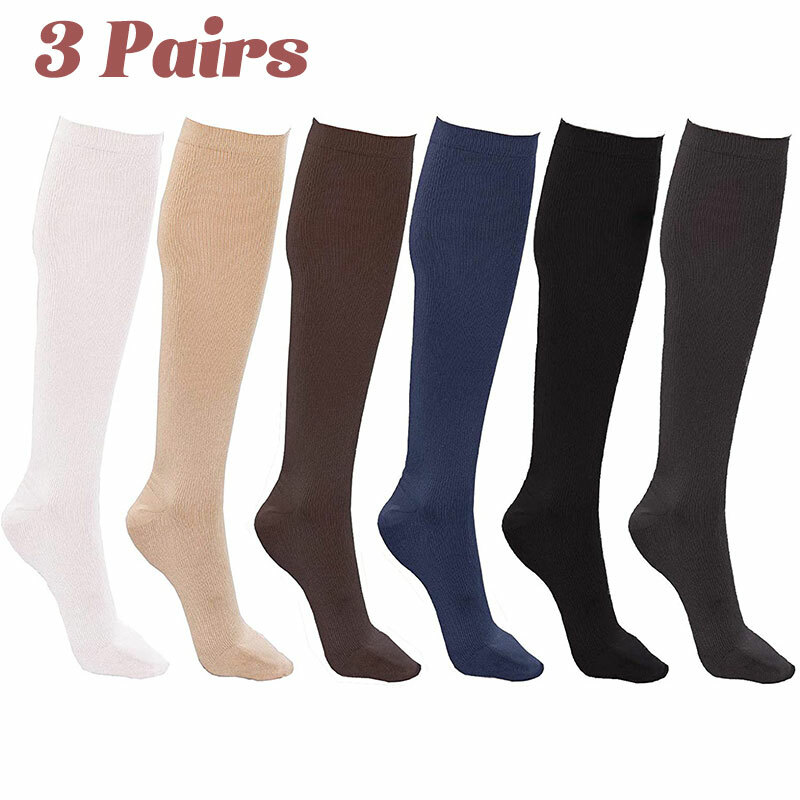 3 Pairs Calf High Compression Socks Blood Circulation Socks Pain Relief Foot
