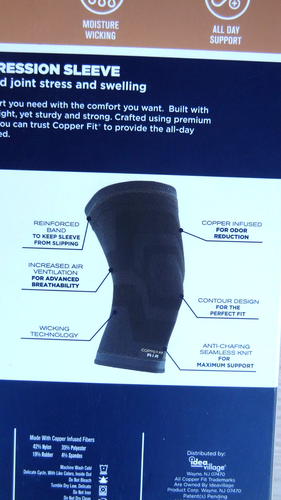 2/Pack Copper Fit Elite Air Breathable Compression Knee Sleeve L/XL (16″-20″)