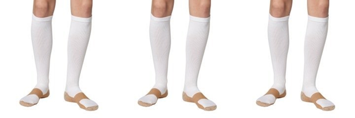 3 Pair White Copper Compression Support Socks 20-30 mmHg Graduated Men’s Women’s
