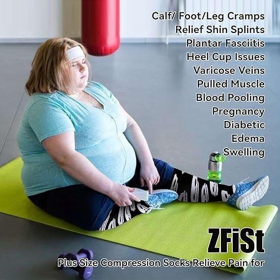Plus Size Compression Socks Wide Calf for Women MenSport Compression Stocking…