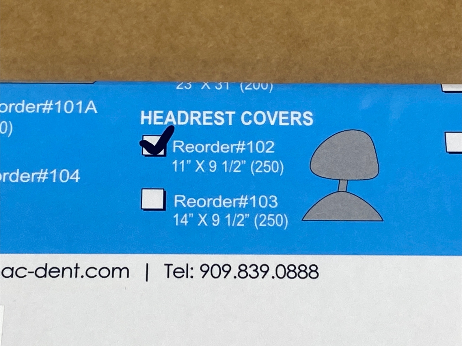 Pac-Dent Headrest Barrier Covers – 11” x 9-1/2” (Pkg. 250) New