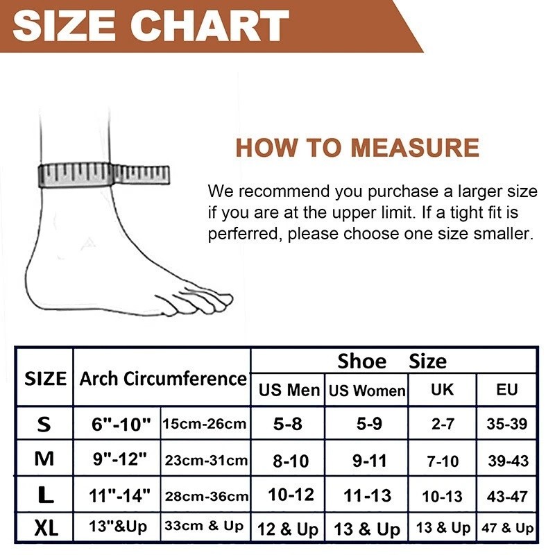 Copper Ankle Brace Compression Sleeve Support Socks Foot Fasciitis Pain Relief