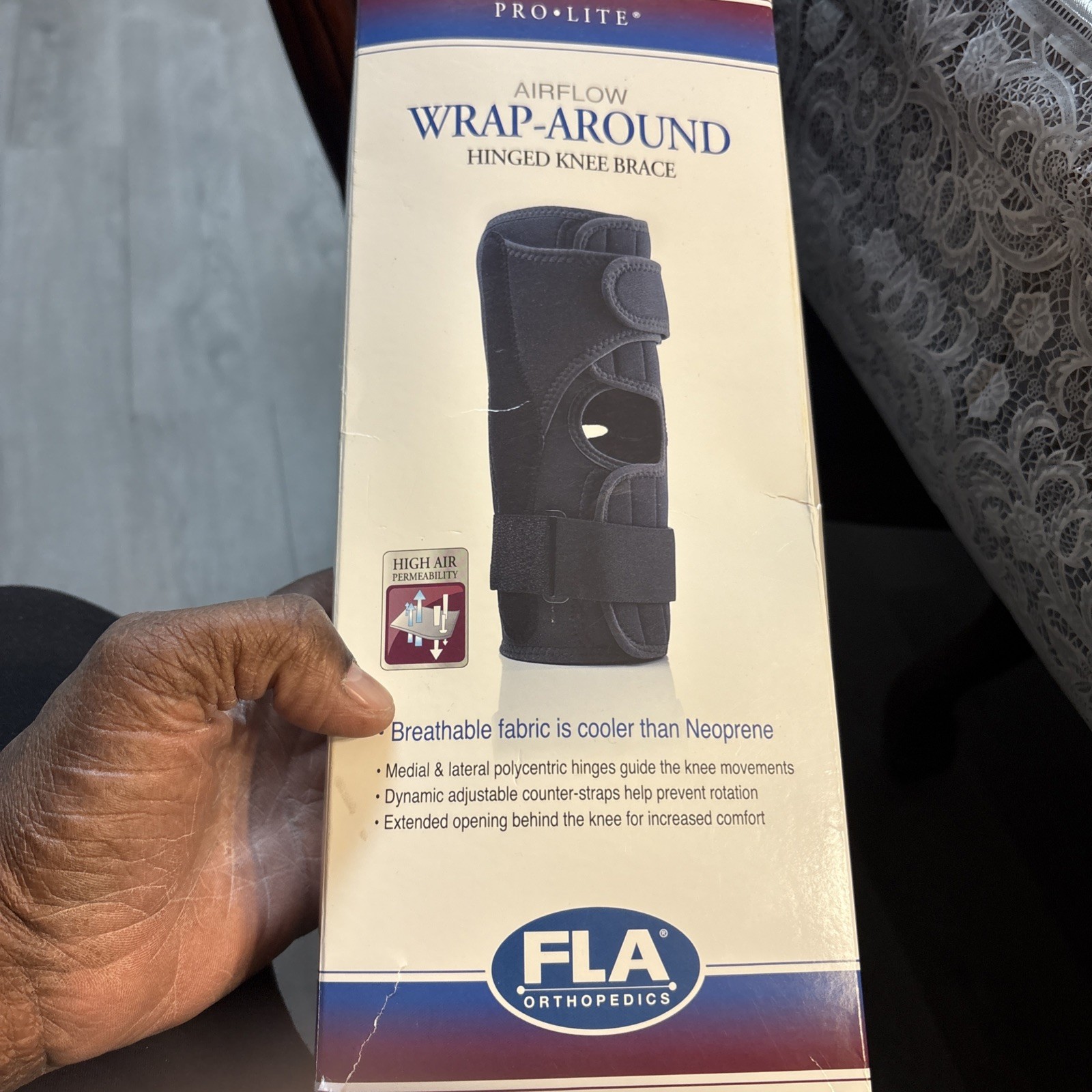 Pro Lite Airflow Wrap-Around Hinged Knee Brace FLA Orthopedics Black XXL
