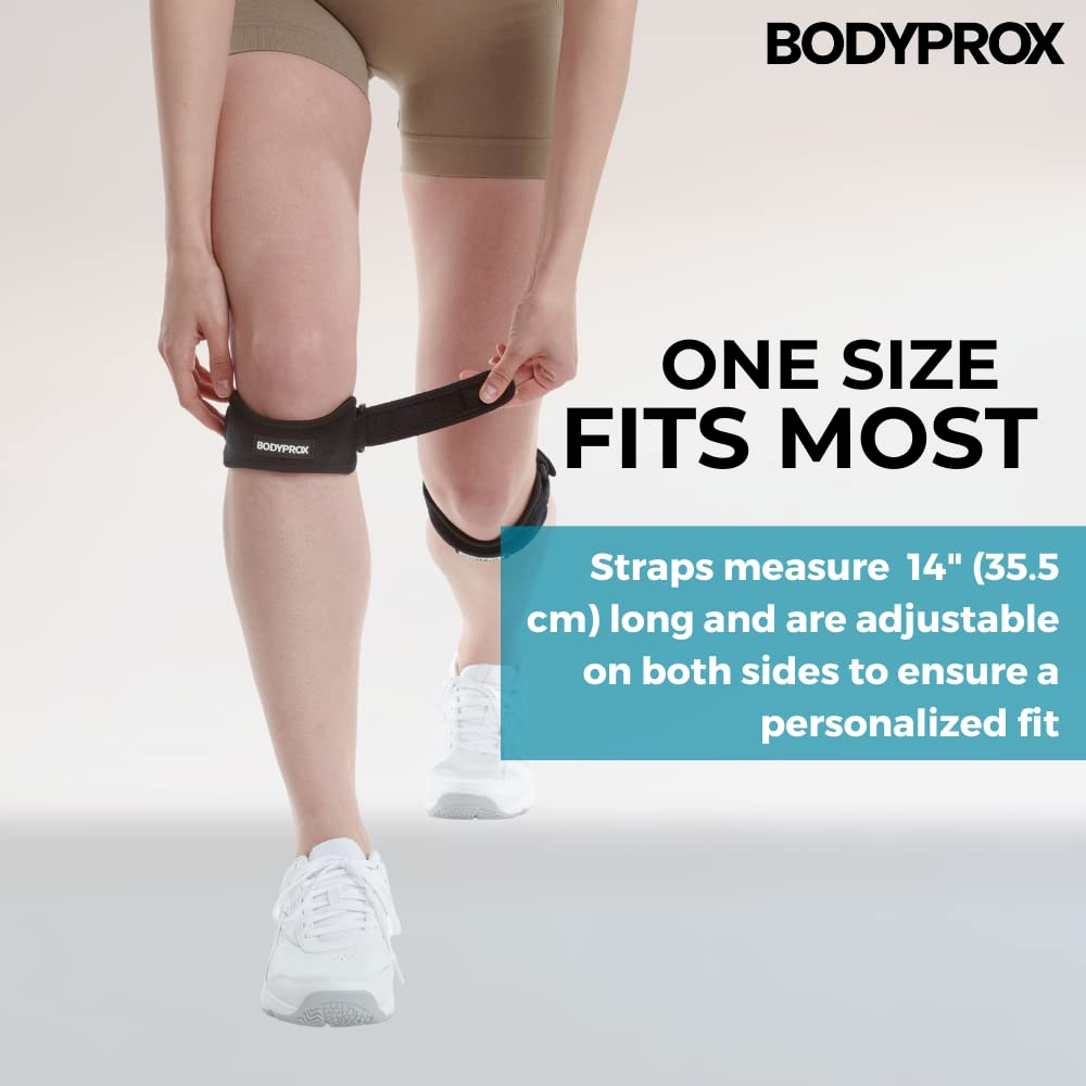 Bodyprox Patella Tendon Knee Strap 2 Pack, Knee Pain Relief Support Brace Hiking