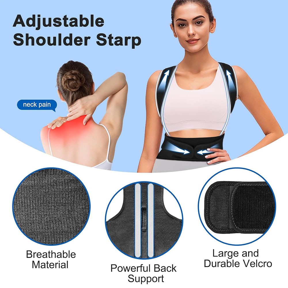 Full Back Support Posture Corrector Brace and Bad Back Pain Relief for Women/Men