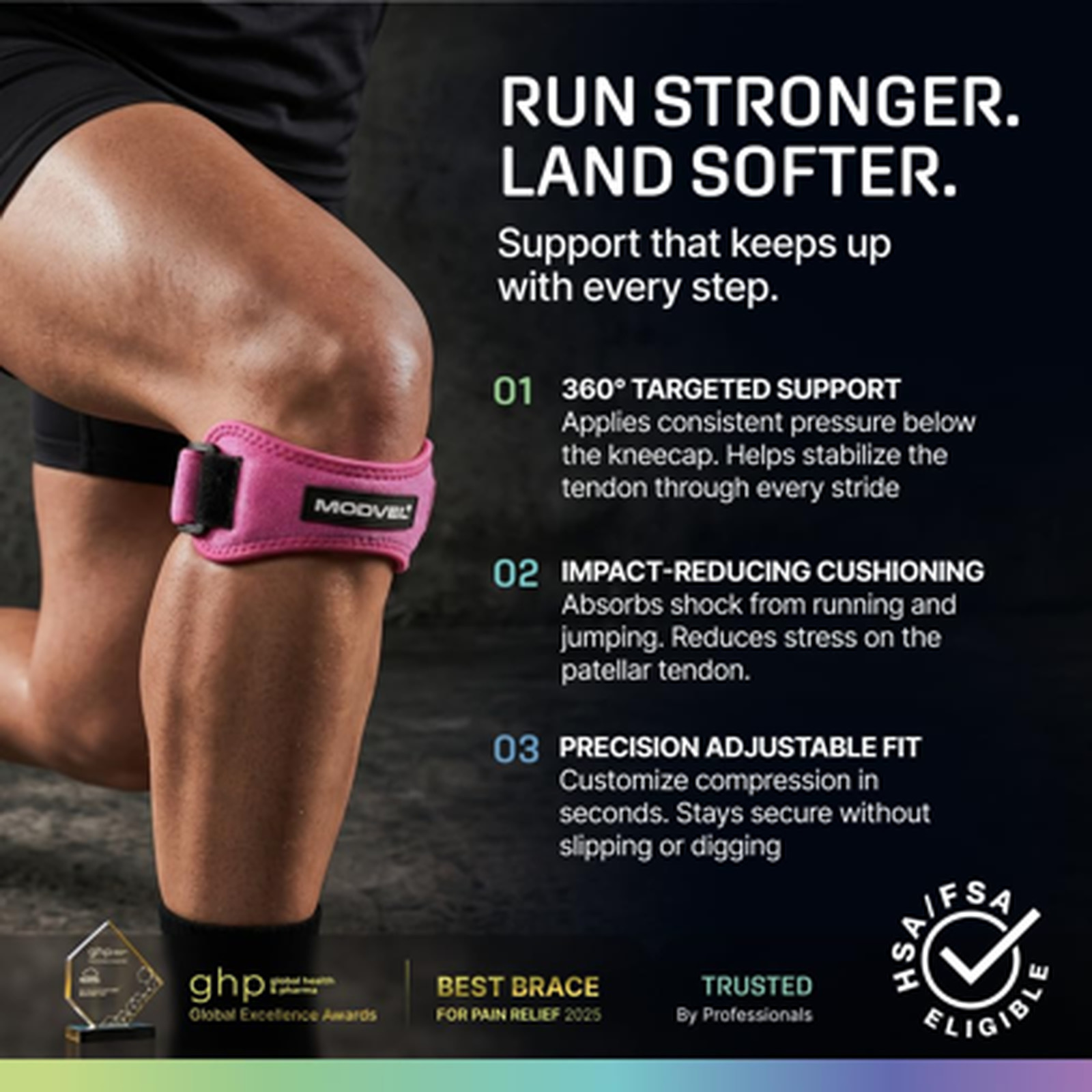 Knee Support Strap Patella Tendon Brace Band One Size Adjustable for Running