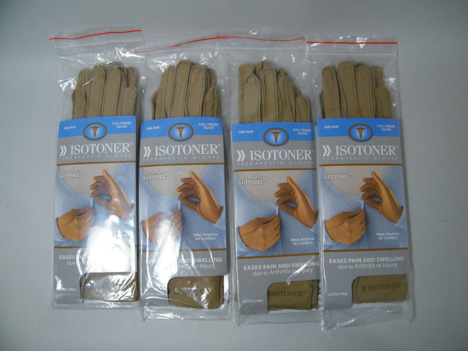 (4) PAIRS ISOTONER THERAPEUTIC GLOVES EASES PAIN & SWELLING S, M, & L
