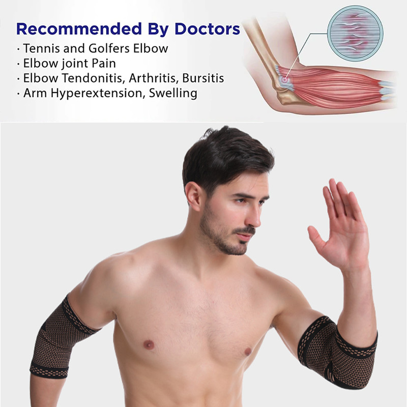 Copper Elbow Compression Sleeve Brace Support Arm Sport Arthritis Tendonitis US