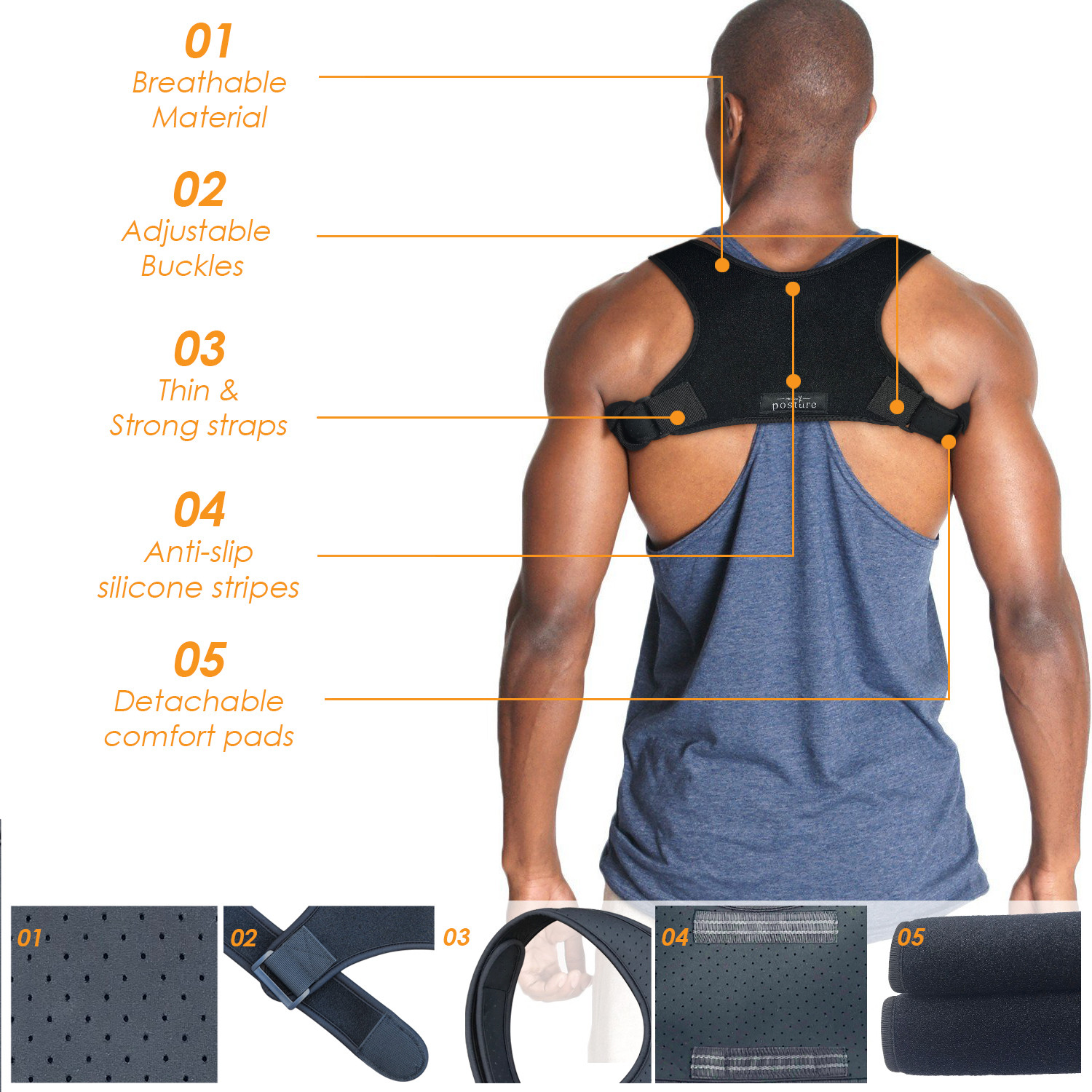 Discreet Unisex Posture Corrector That Provide Clavicle and Shoulder Support
