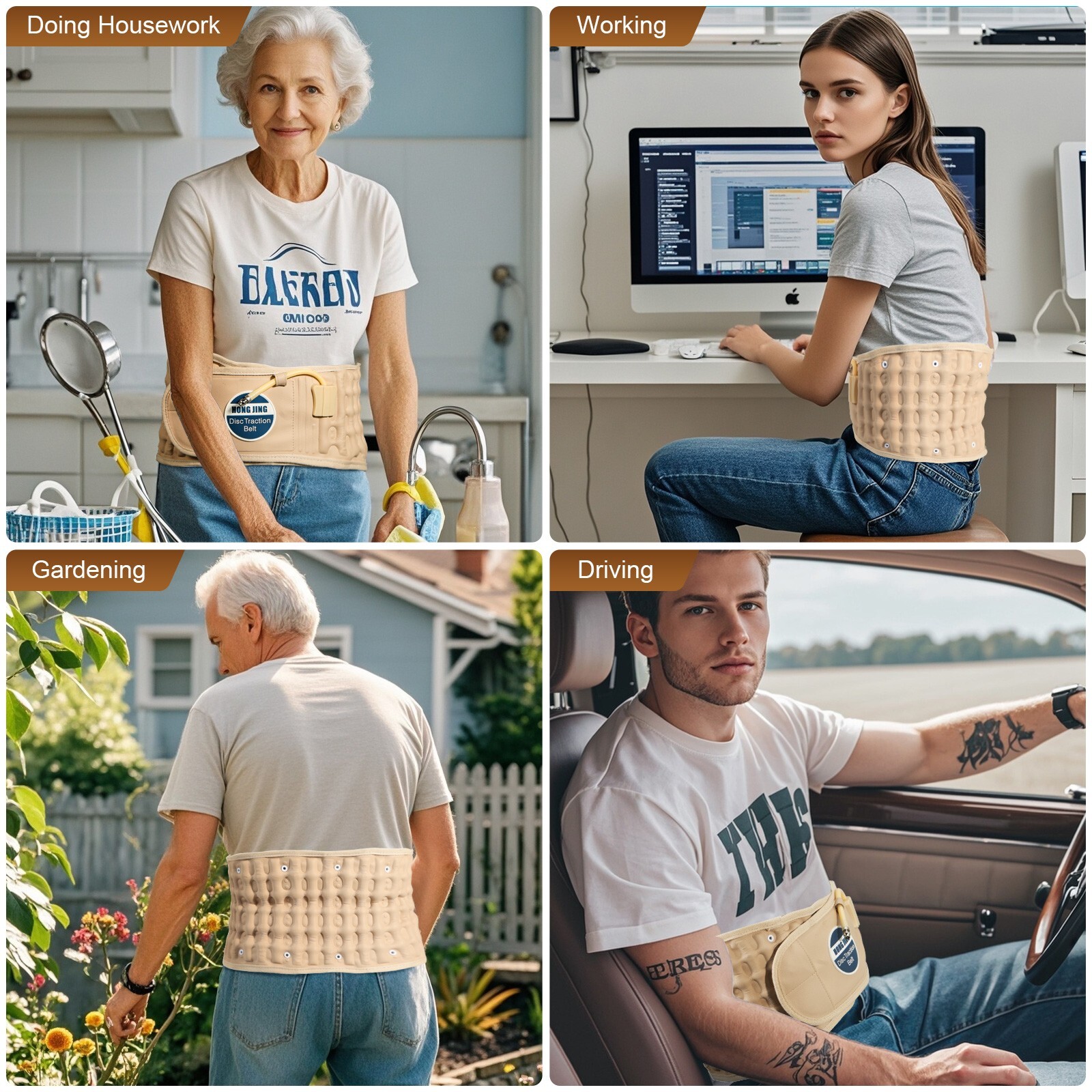 HONGJING Decompression Back Belt with Electric Pump for Lower Back Pain Relief