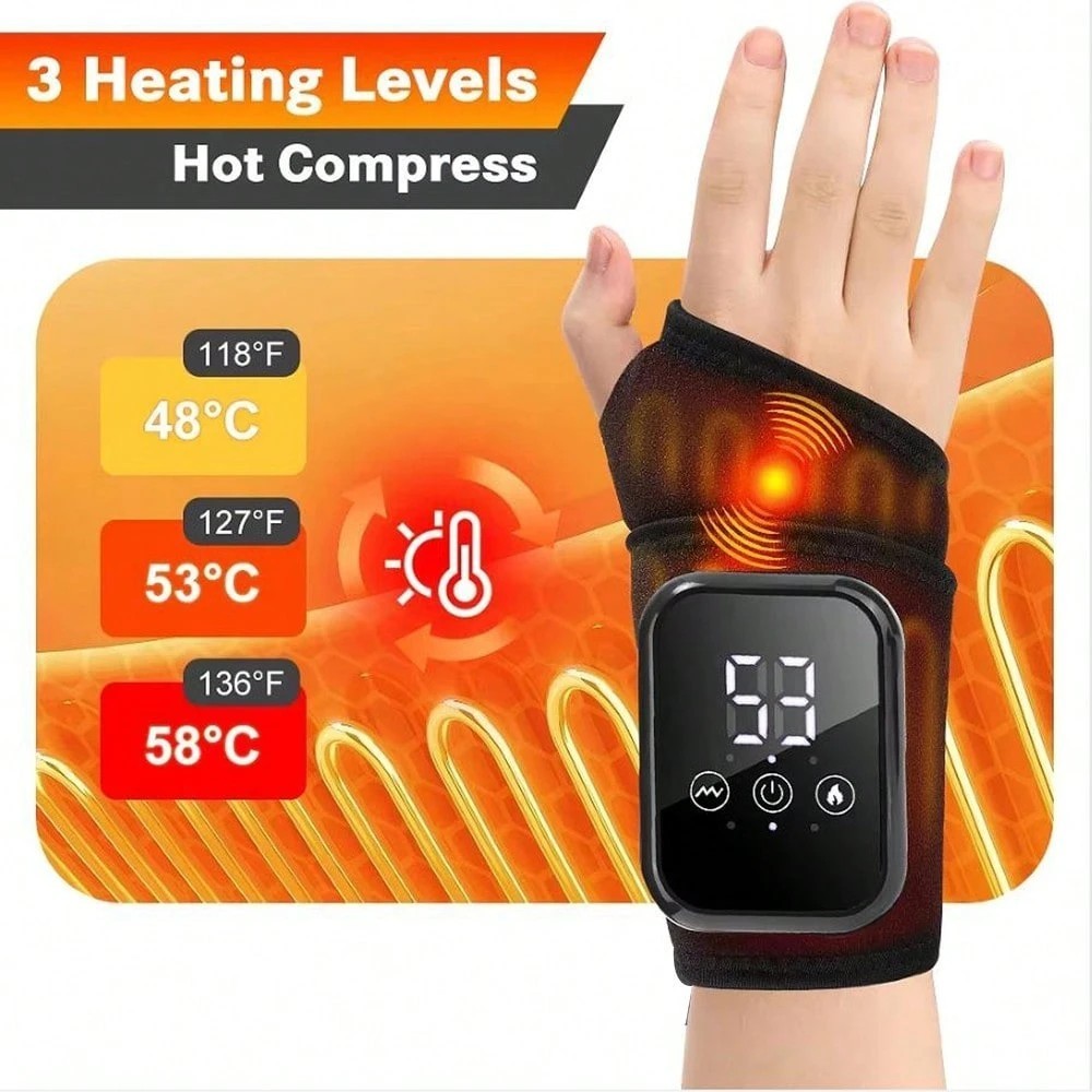 Warm Comfort Wrist Brace Heating Vibration Hand Support Pain Relief Wrap