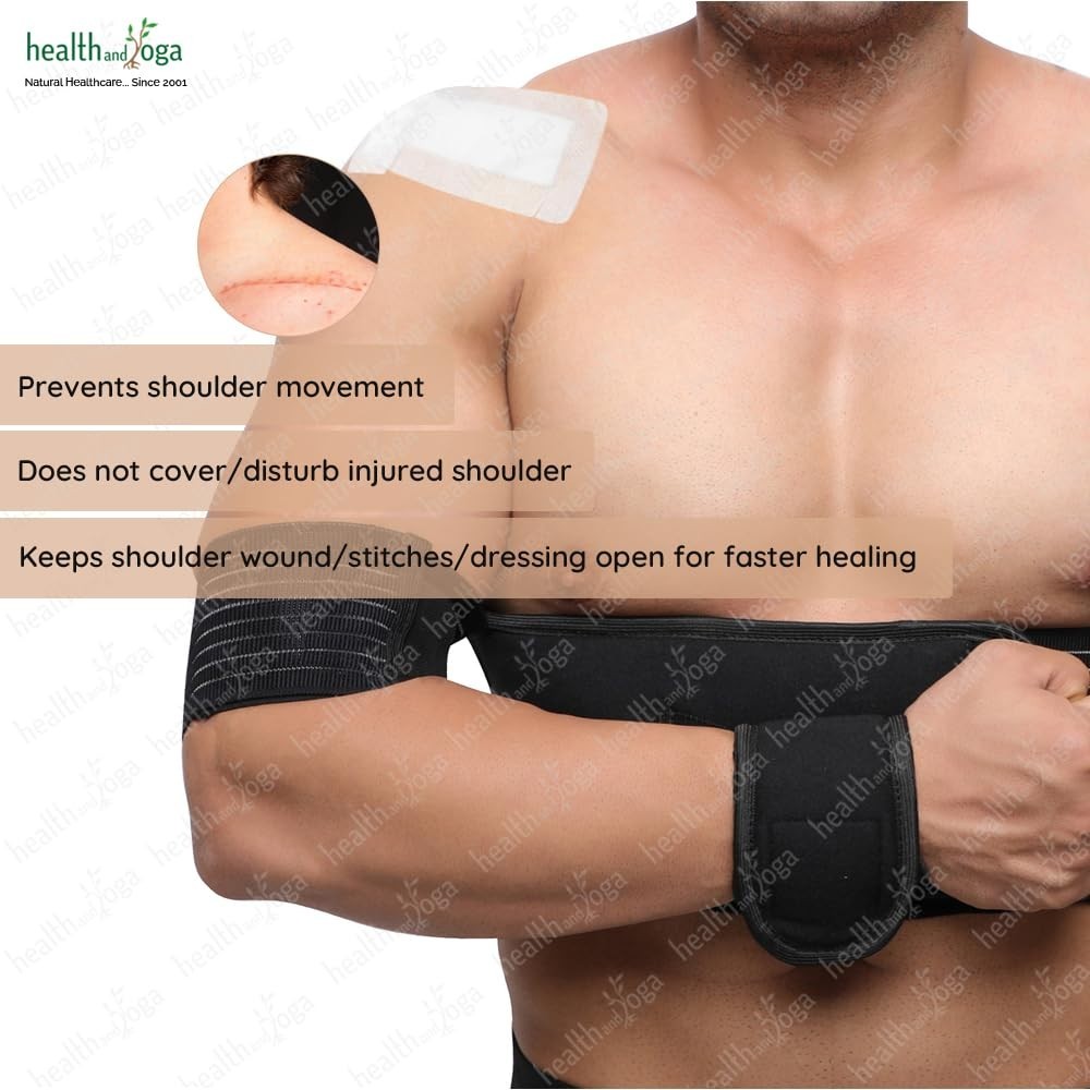 Adjustable Arm Sling & Shoulder Immobilizer for Men & Women – Black, Large 34-46