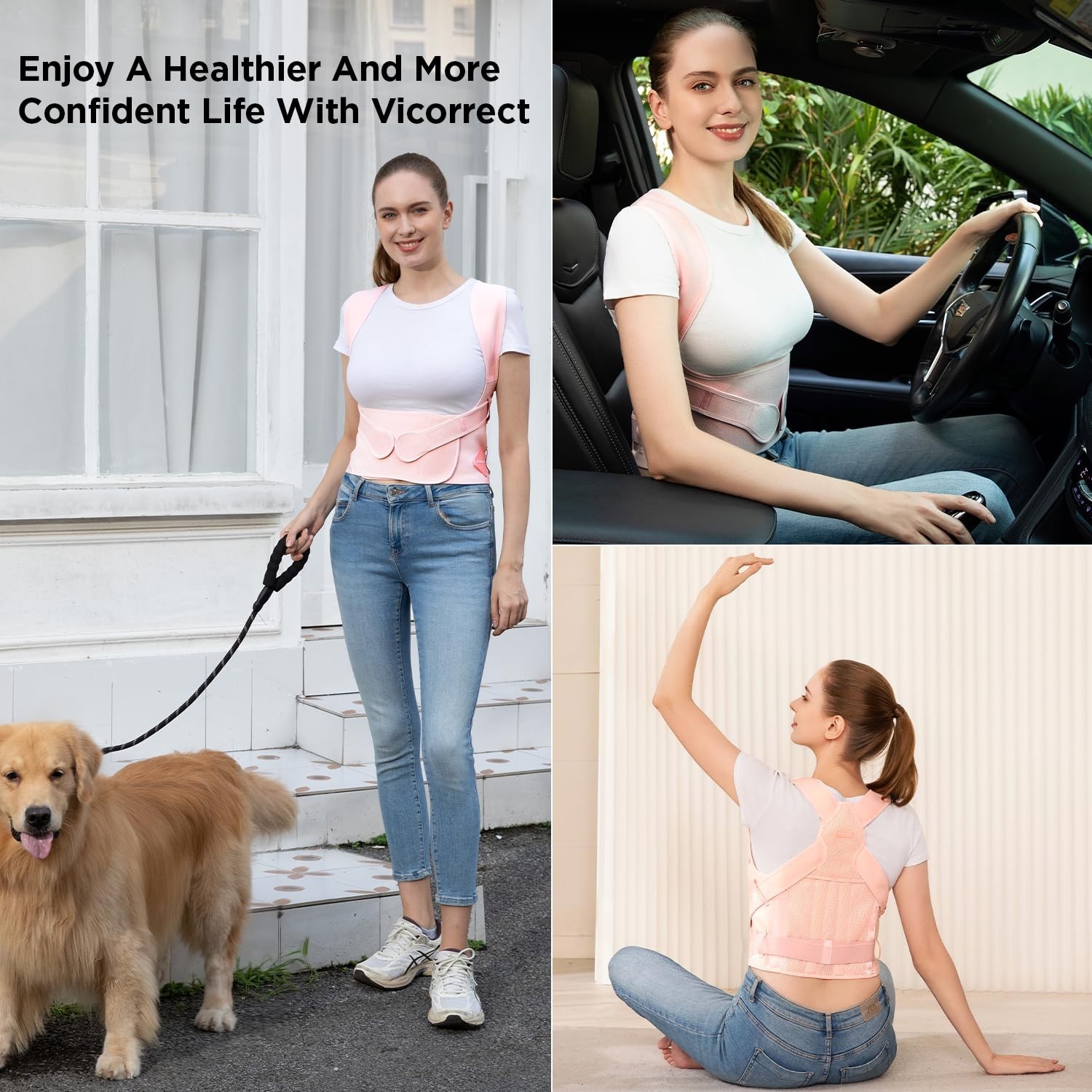 Gentle Posture Corrector with Adjustable Fit – Suitable for Teens & Adults, Pink