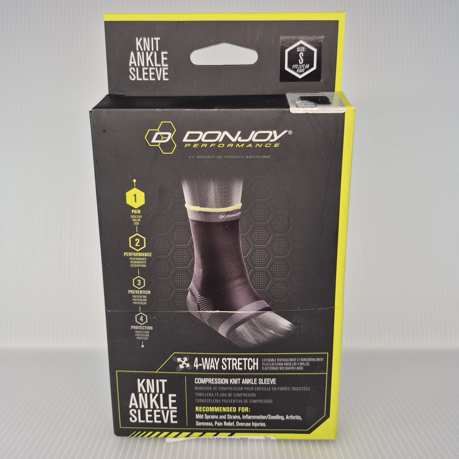 DonJoy Performance Ankle 4 Way Stretch Sleeve Stabilizer Size S New