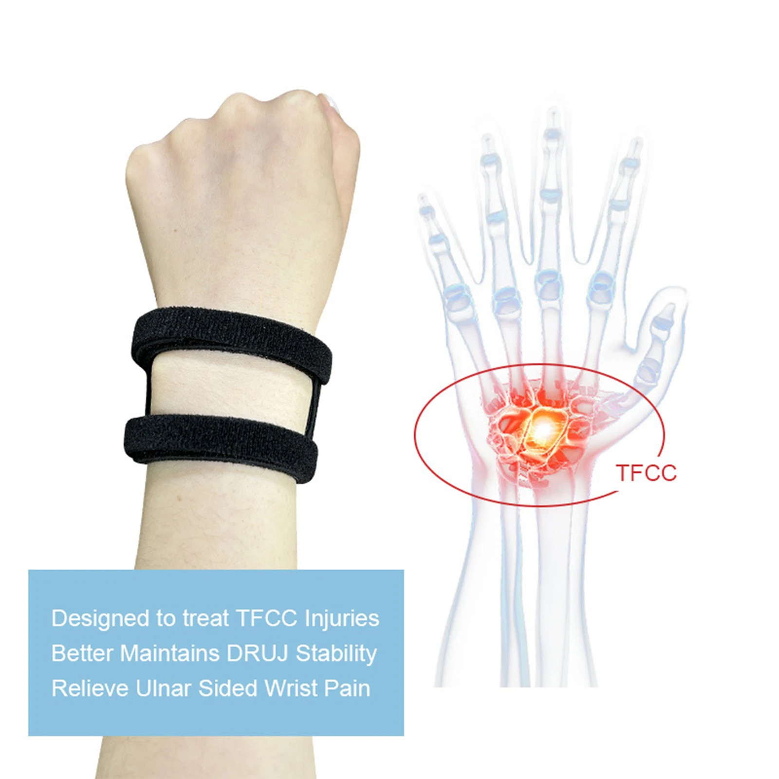 1Pcs TFCC Sports Yoga Wrist Brace Gym Breathable Wrist Support for Fitness Worko