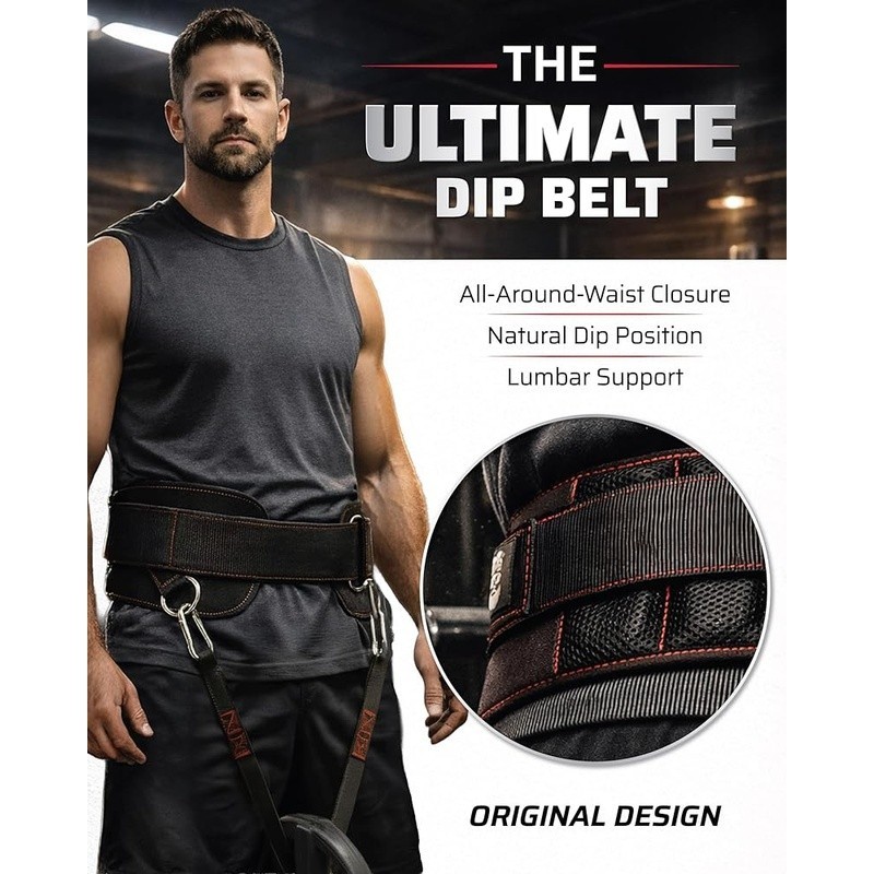 Lumbar Support Belt Weightlifting Adjustable Waist Strap Rings Dips Pull-Ups New