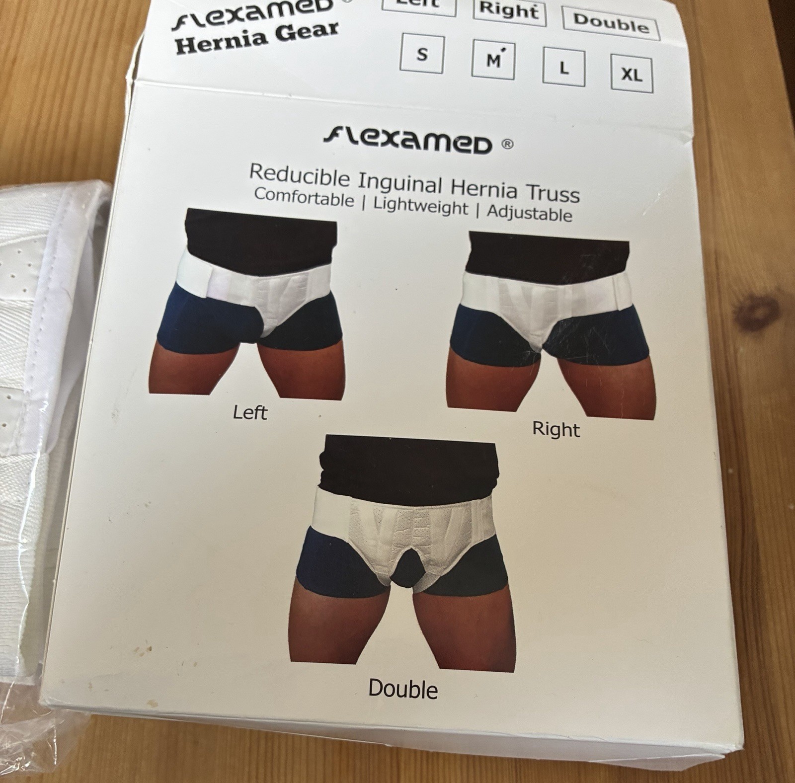 FlexaMed Inguinal Hernia Belt Gear Groin White Right Medium 32-36 New Open Box