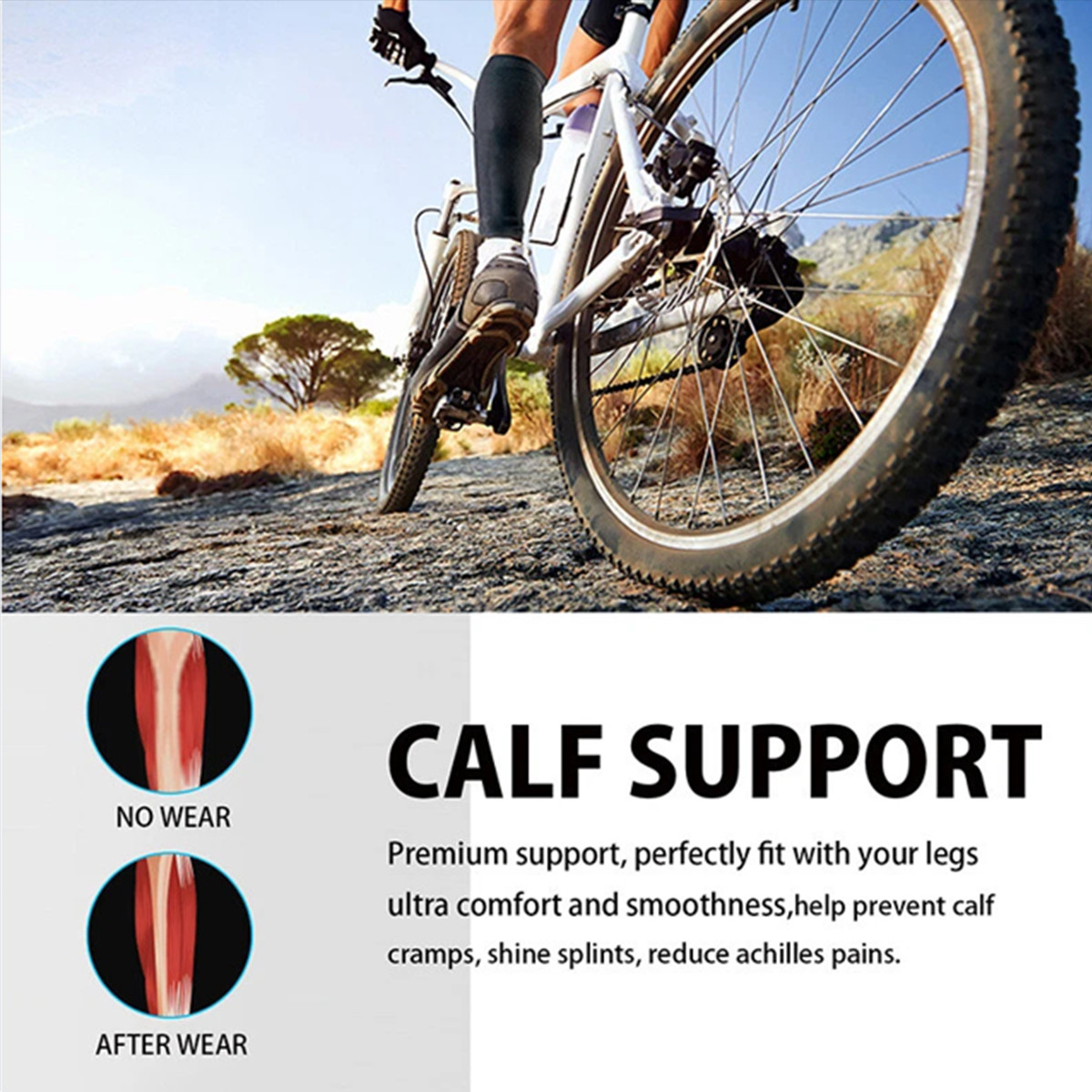 2x Calf Sleeves Legs Support Compression Socks Running Shin Splint Varicose Vein