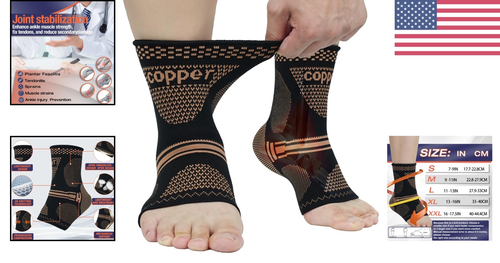 Large Ankle Brace for Men & Women Compression Support for Sports & Daily Use