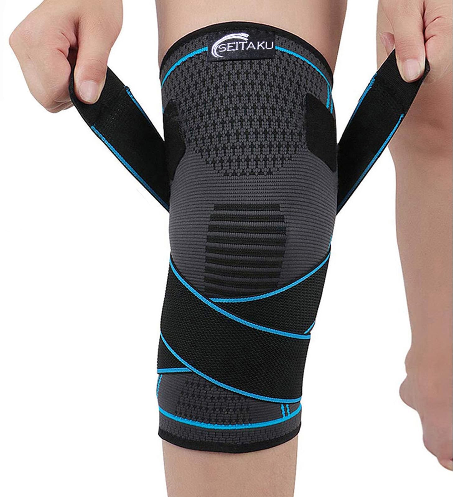 Seitaku Knee Brace for Men Women, Compression Sleeve Medium, NavyBlue