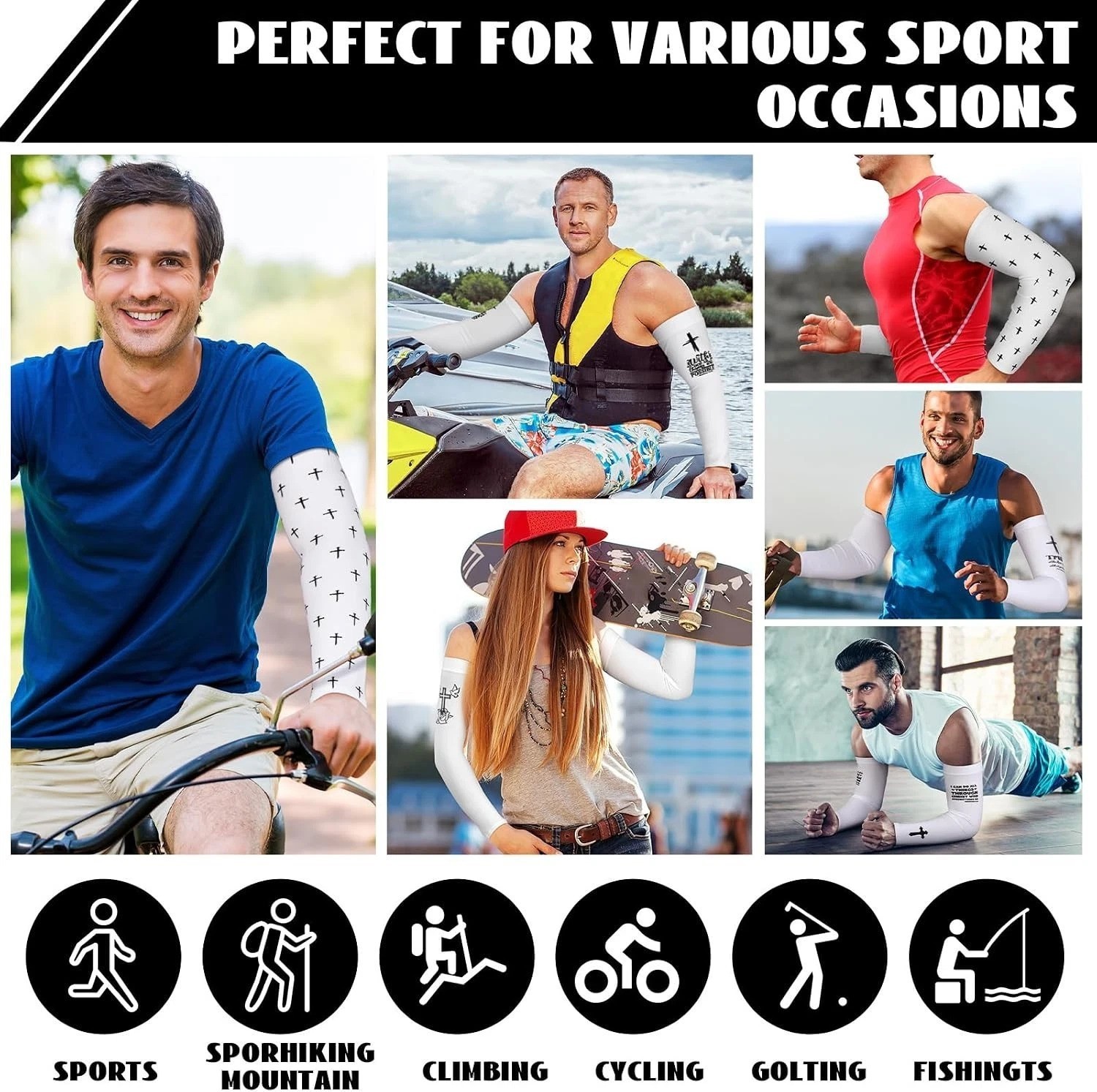 Breathable Christian Arm Sleeves – 6 Pack UV Protection for Active Lifestyle