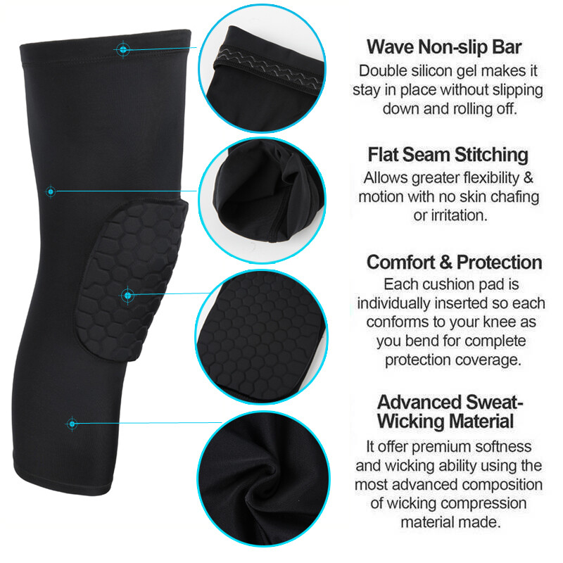 Compression Long Sleeve Support Leg Knee Pad Brace Sports Pain Guard Men & Women