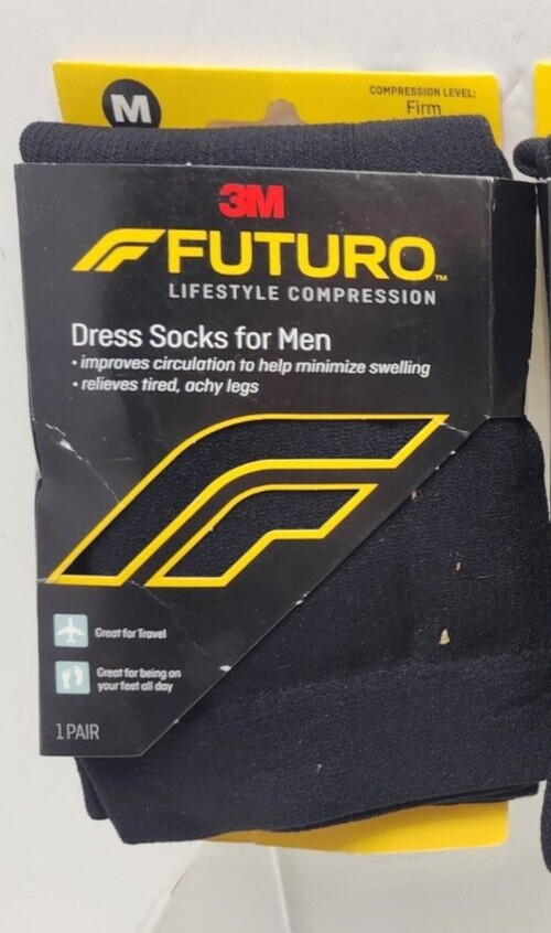 Futuro Dress Socks For Men – Firm, Size MEDIUM Black Compression NEW