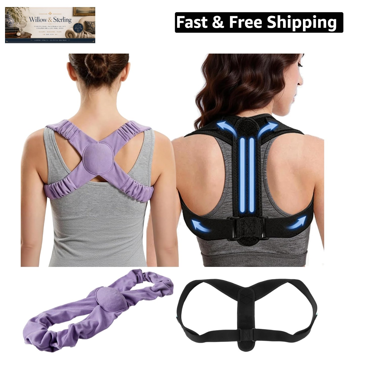 2PCS Posture Corrector Set,Nighttime Posture Brace Sleeping and Adjustable Ba…