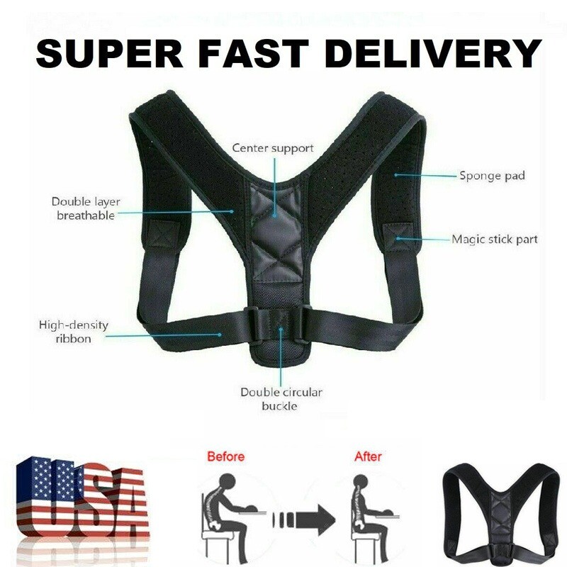 Back Support Brace Posture Corrector Spine Training Harness – Chest size 25-50in