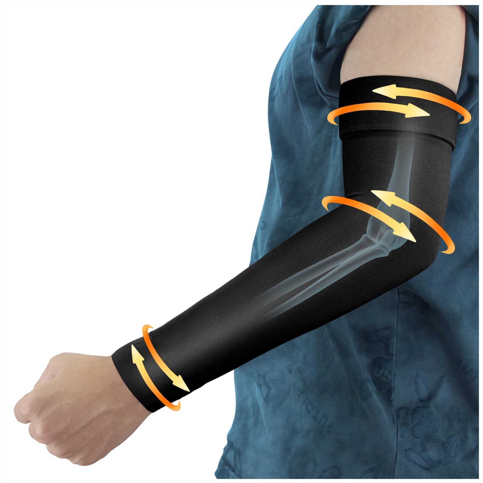 Lymphedema Medical Compression Arm Sleeve for Men Women, 20-30 mmHg Graduated