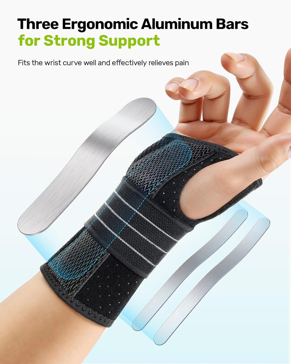 Carpal Tunnel Wrist Brace – Ergonomic Night Support with 3 Metal Splints for Art