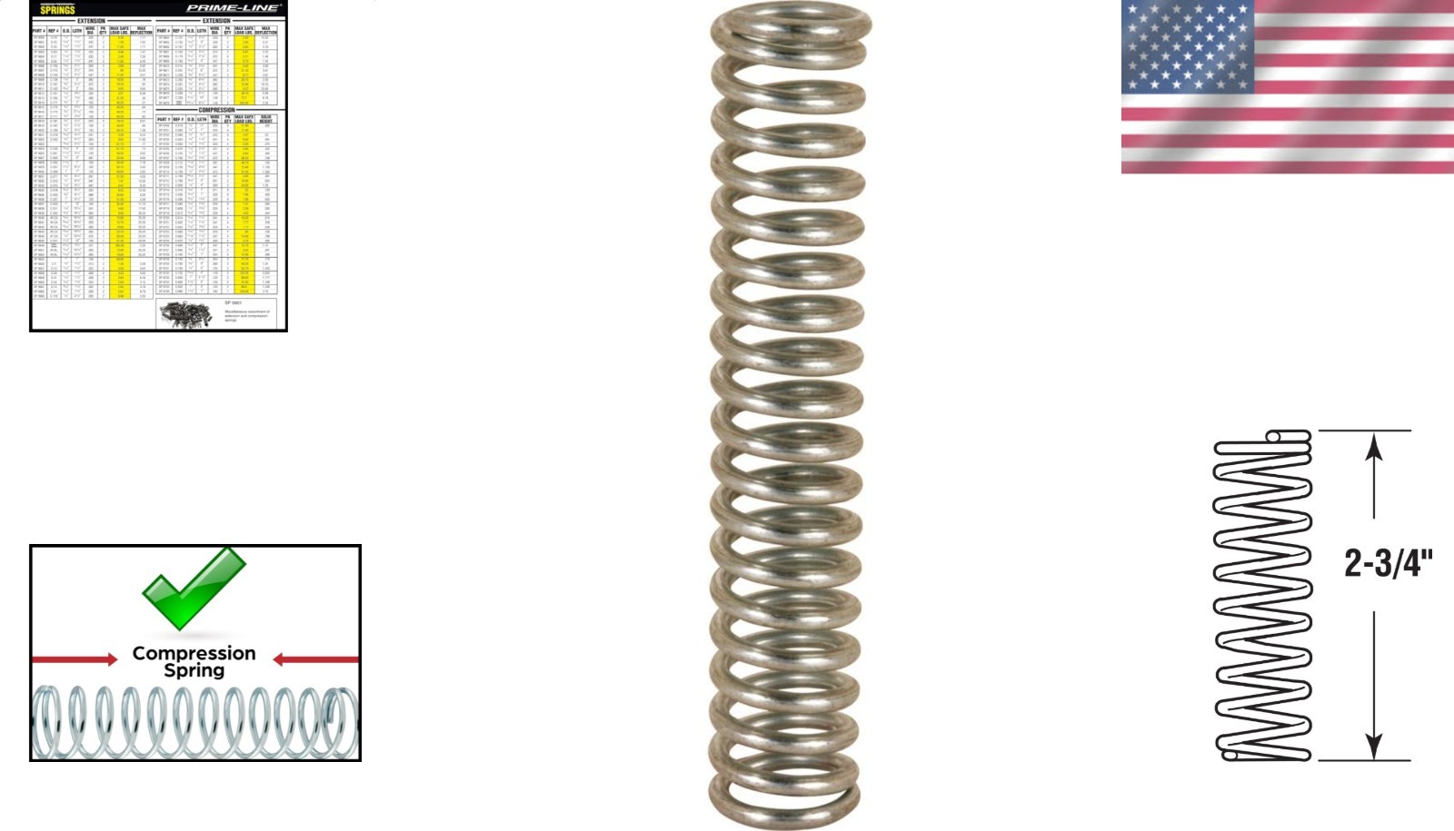 Compact Nickel-Plated Compression Springs – 1/2 In. Diameter, 0.072 GA (2 Pack)
