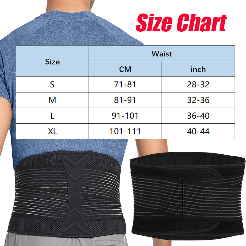Lumbar Support Breathable Back Brace Lower Waist Back Belt Straps Pain Relief
