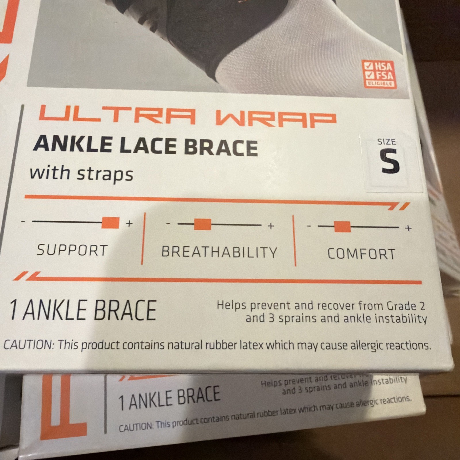 Shock Doctor Ultra Wrap Ankle lace Brace W/Strap, Level 3, Size Small 8”-8.5”