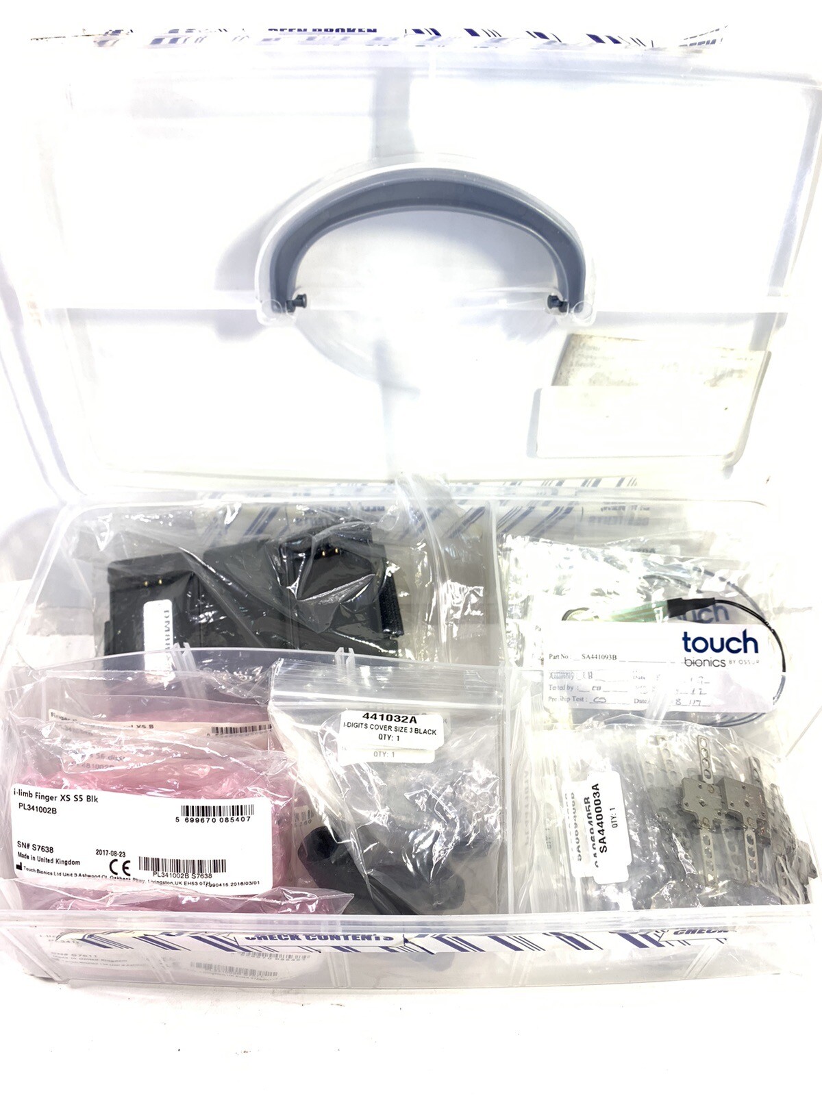Touch Bionics Prosthetic Hand Inventory Parts Refinement Kit 63 Pieces Total