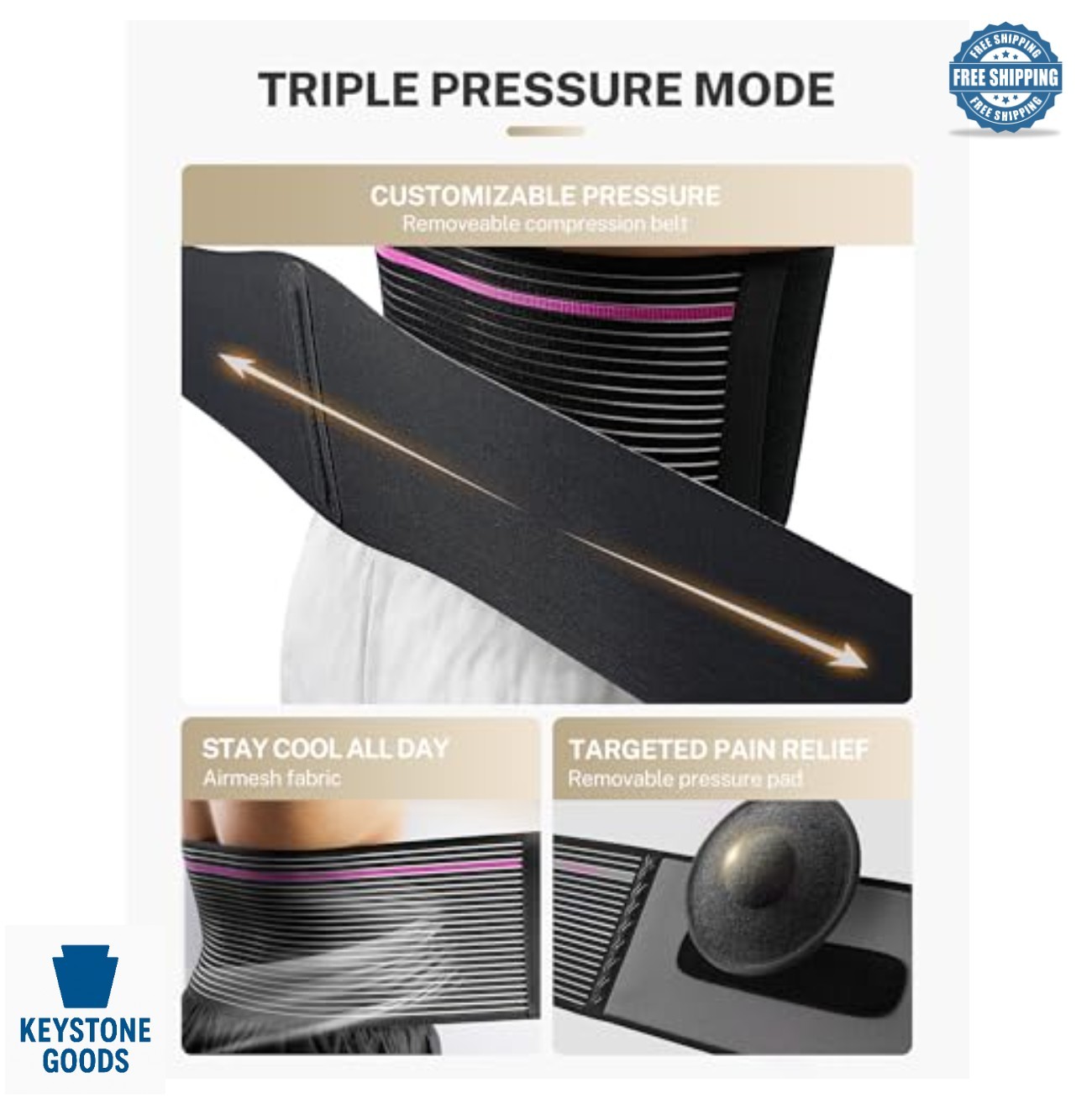 Umbilical Hernia Belt L XL Adjustable 3D Support Pad Abdominal Binder for Men
