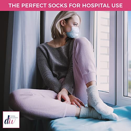 5/6 Pairs Non-slip Hospital Socks Fuzzy Slipper Large 5 Pairs Grey/Navy/Black