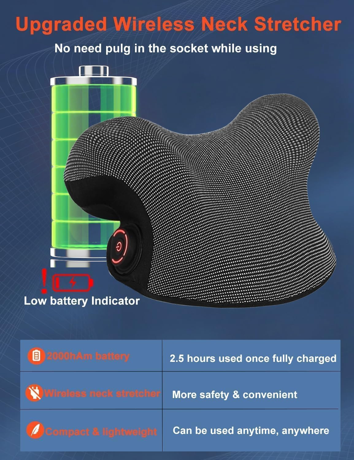 Wireless Heated Neck Stretcher for Pain Relief, Portable Cordless Neck Shoulder